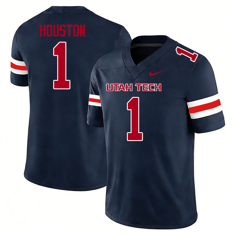 Utah Tech Trailblazers #1 Justin Houston College Football Jerseys,Uniforms Stitched-Navy